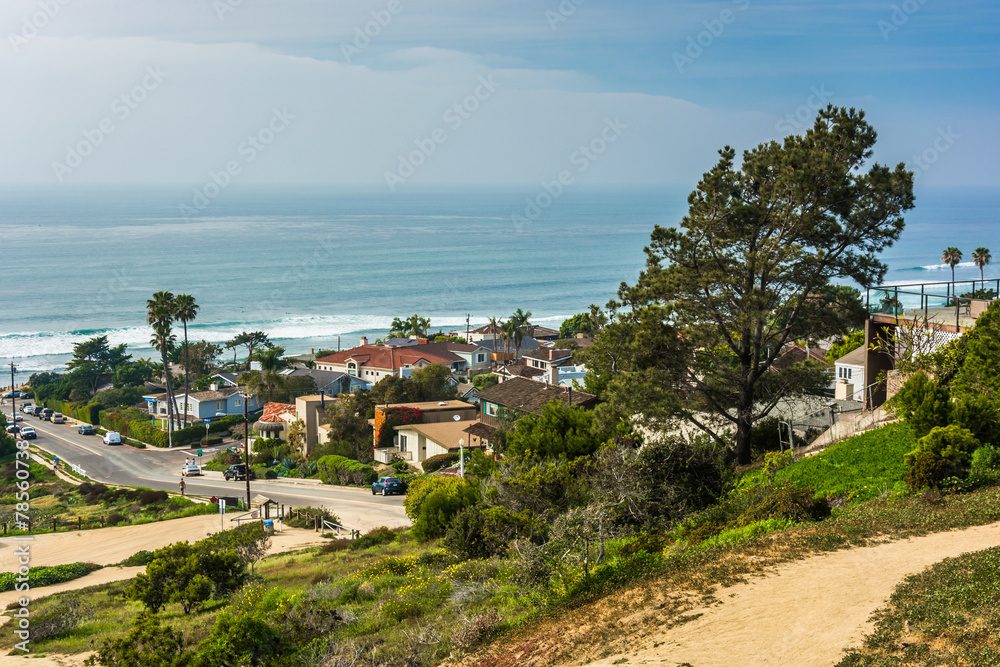 View of Ladera Street and the Pacific Ocean from Sunset Cliffs N