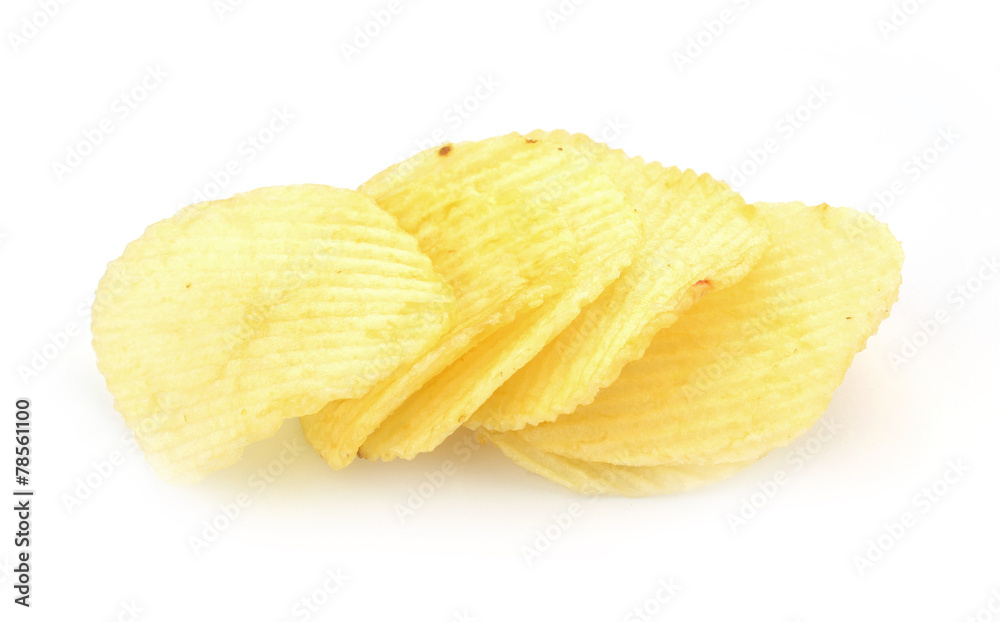 Potato chips isolated on white background Potato chips isolated on white background