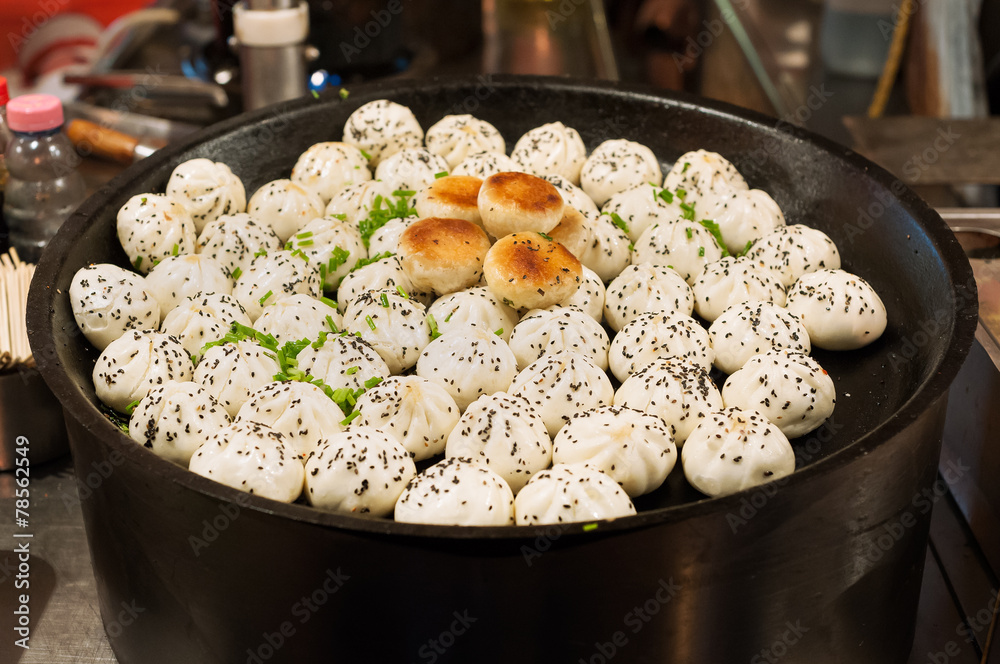Fototapeta premium Shanghai fried pork buns, China