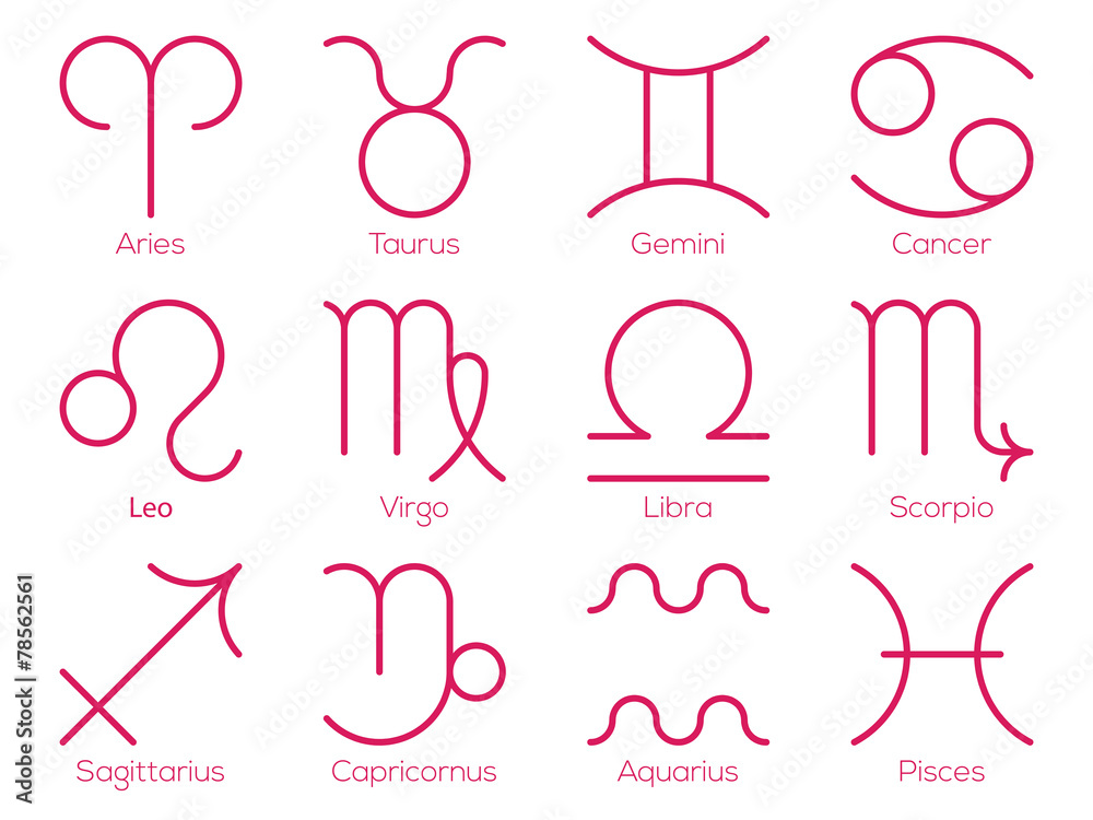 Fototapeta premium Astrological signs of the zodiac. Flat thin icon style vector