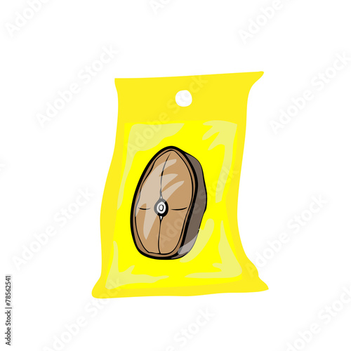 Bag piece of fish preserved in salt water