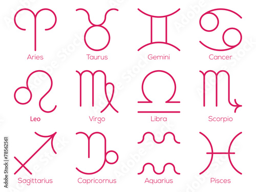 Astrological signs of the zodiac. Flat thin icon style vector