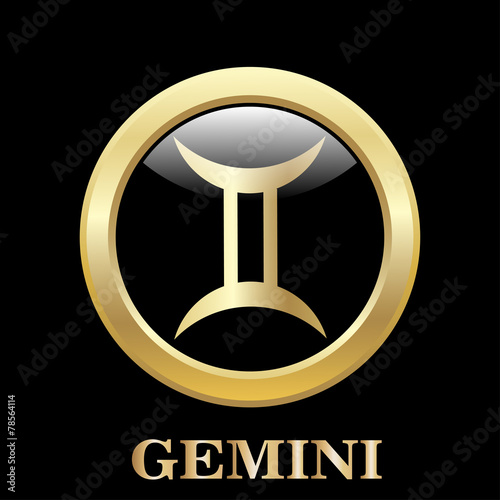 Gemini zodiac sign in circle frame