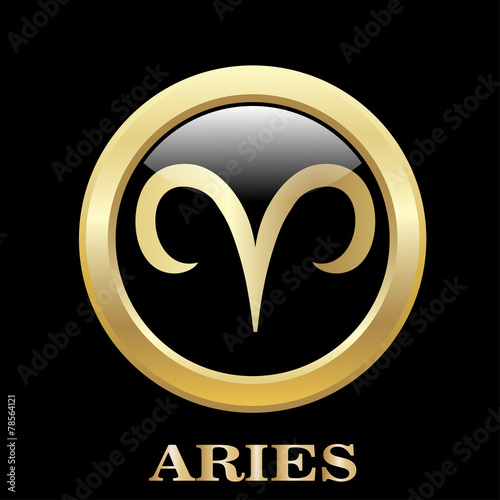 Aries zodiac sign in circle frame