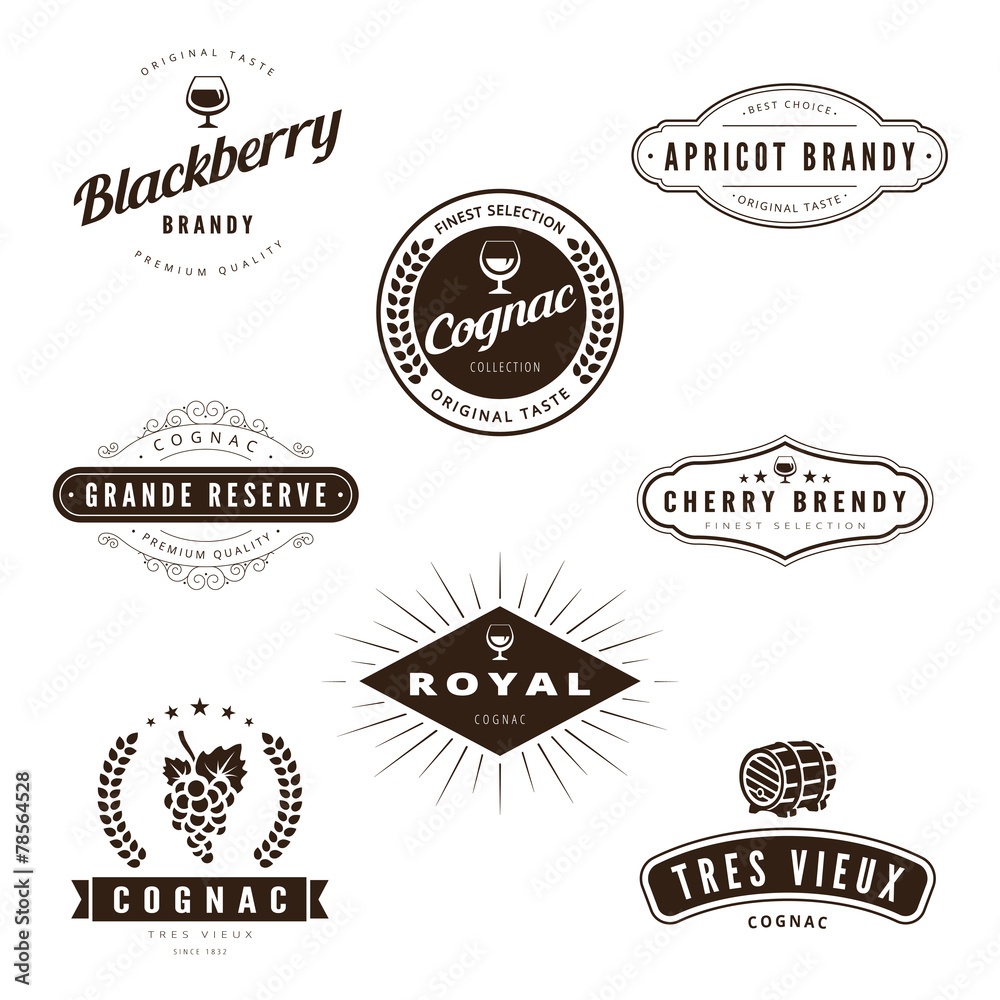 Vetor de Cognac Brandy Retro Vintage Labels Hipster Logo design do Stock |  Adobe Stock