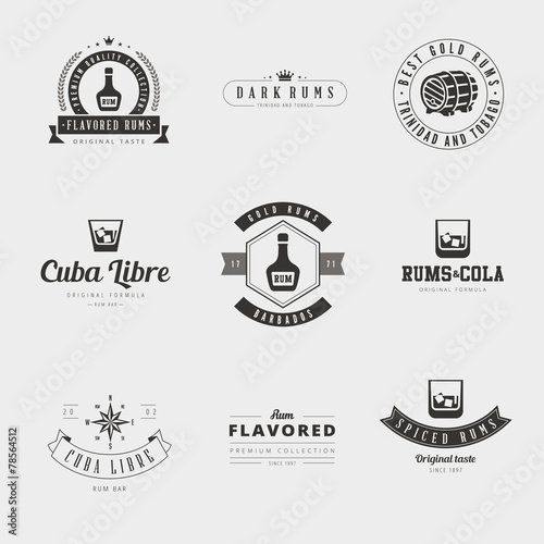 Rum Retro Vintage Labels Hipster Logo design vector
