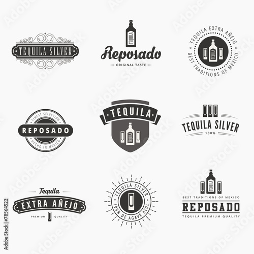 Tequila Retro Vintage Labels Hipster Logo design vector
