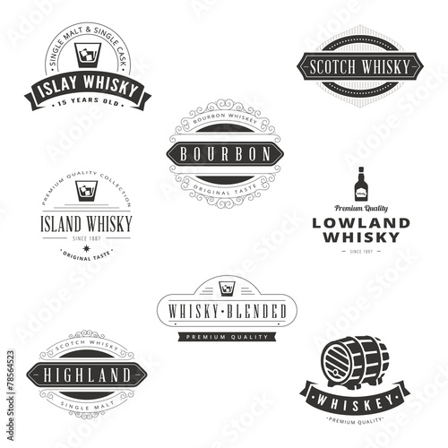 Whisky Retro Vintage Labels Hipster Logo design vector