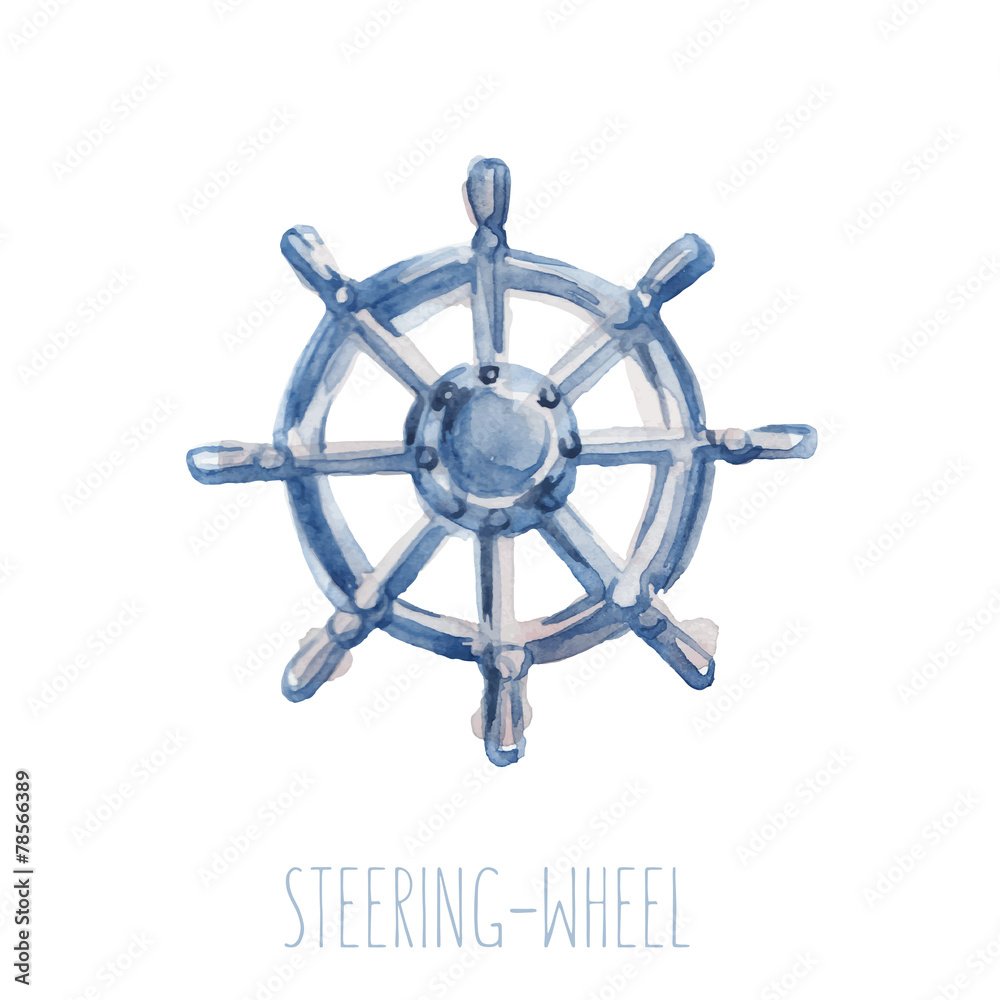 Obraz premium Watercolor steering-wheel