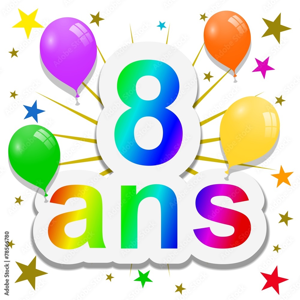 Anniversaire, 8 ans Illustration Stock