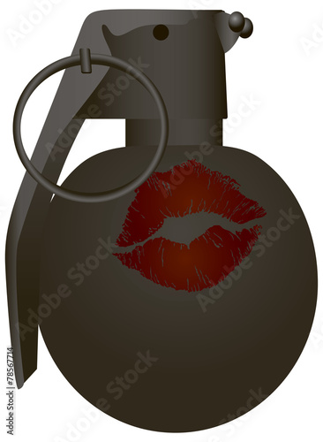 Imprint of the lips on the grenade