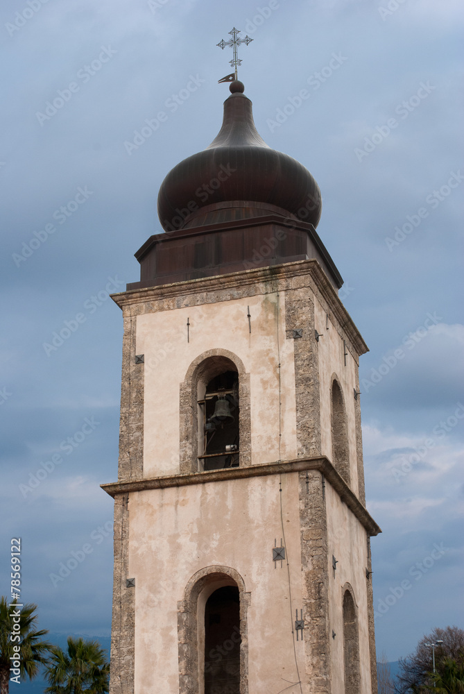 Bell tower cathedral of San Donato from Acerno city, Italy