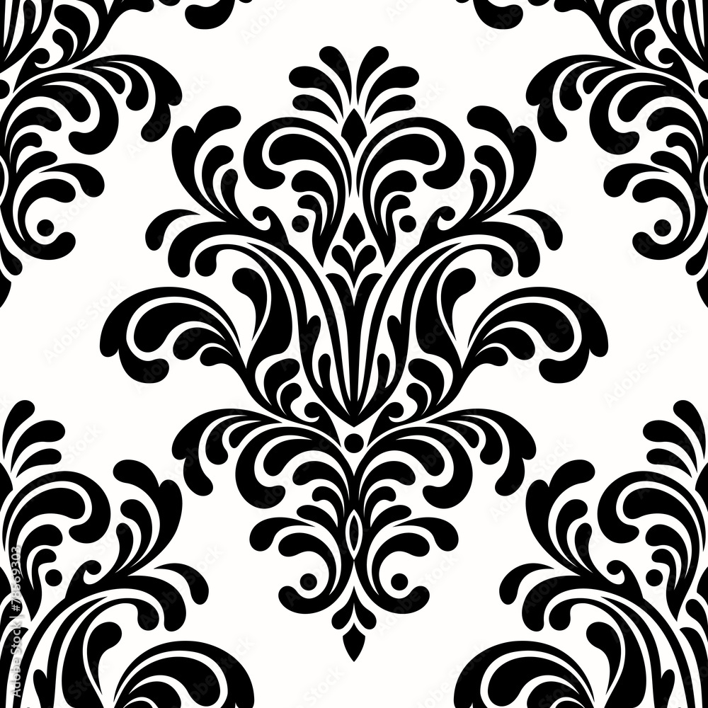 seamless damask pattern on white background