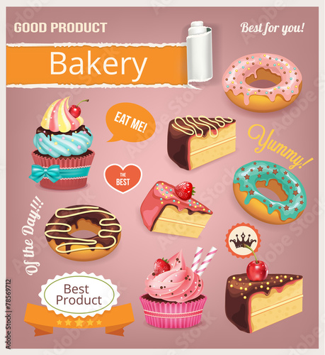 Vector baking illustration color set