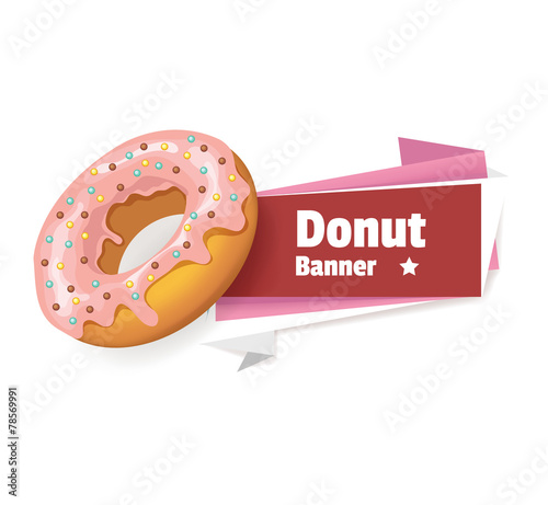 Vector pink donut banner illustration