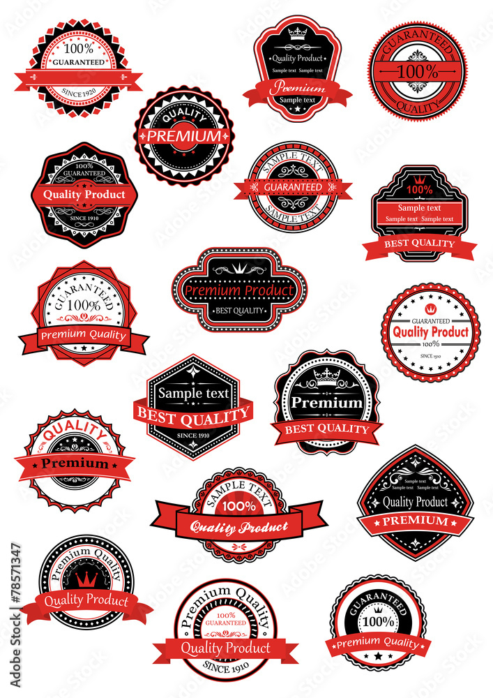 Various labels for premium quality designs