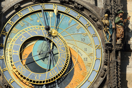 Detail of historical medieval astronomical Clock in Prague