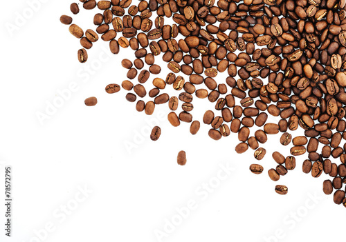 coffee beans isolated on white background. roasted coffee beans