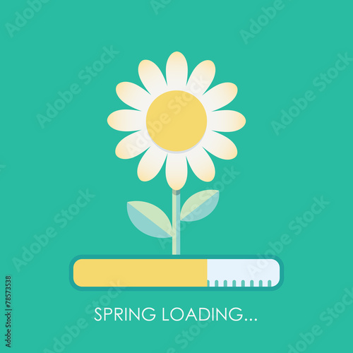 Spring is coming with loading bar concept. Blossoming flower