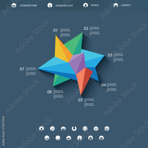 Low polygonal abstract shape infographics or single page website