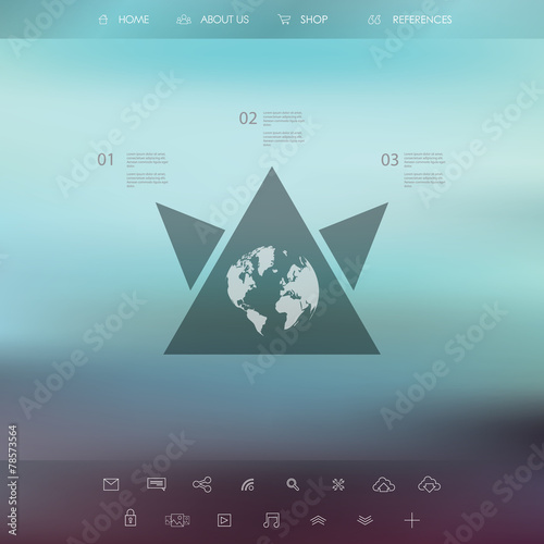 Single page website on blurred vintage background. Basic web