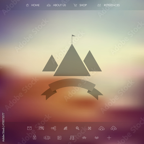 Single page website on blurred vintage background. Basic web