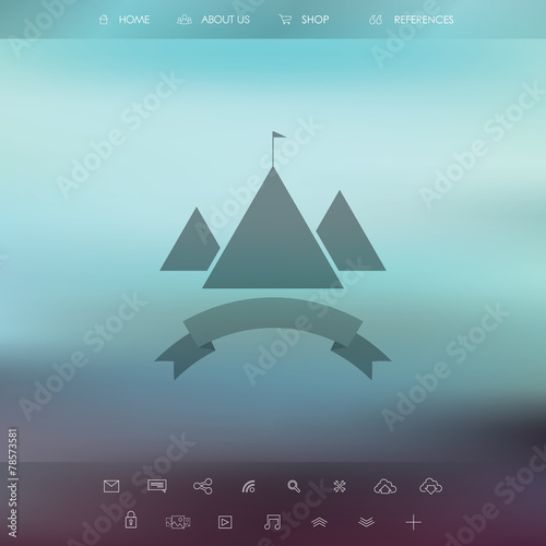 Single page website on blurred vintage background. Basic web