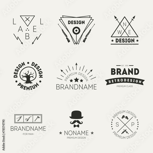 Retro Vintage Insignias or Logotypes set. Vector design