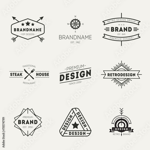 Retro Vintage Insignias or Logotypes set. Vector design