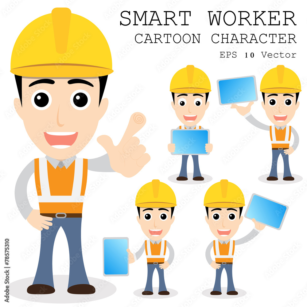 Smart worker cartoon character eps 10 vector illustration Smart worker cartoon character eps 10 vector illustration