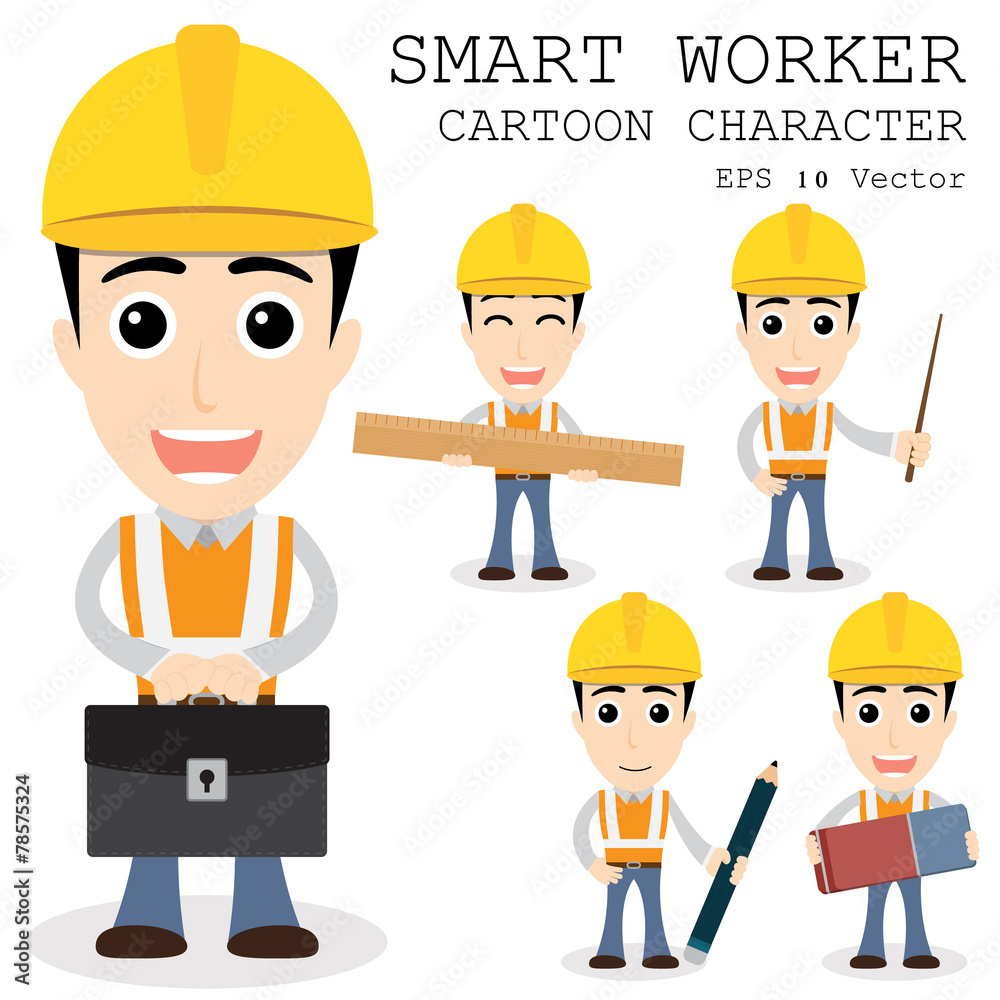 Smart worker cartoon character eps 10 vector illustration Smart worker cartoon character eps 10 vector illustration