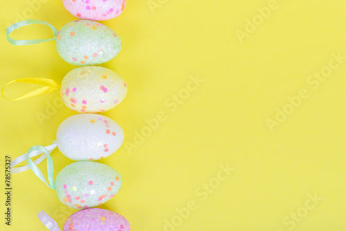Easter eggs for border or frame closeup