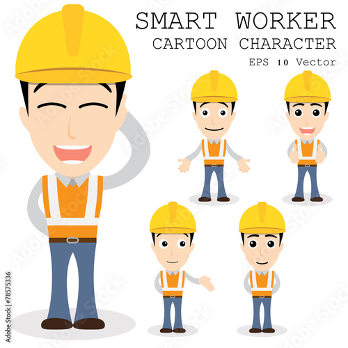 Smart worker cartoon character eps 10 vector illustration