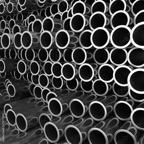 Stack of steel pipes.