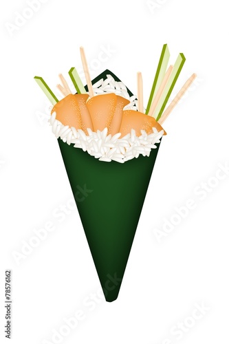 Sea Urchin Temaki or Sea Hedgehog Hand Roll Sushi