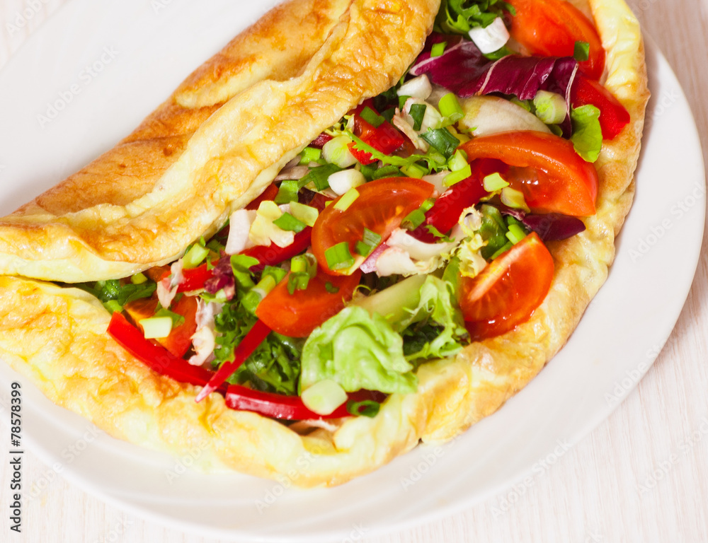 Omelet with vegetable salad Omelet with vegetable salad