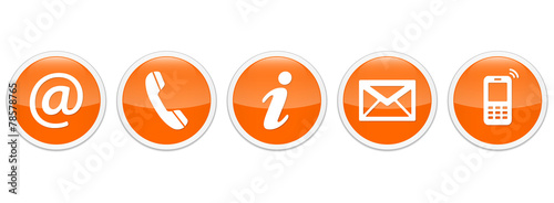Contact Us – Round glossy orange sticker buttons