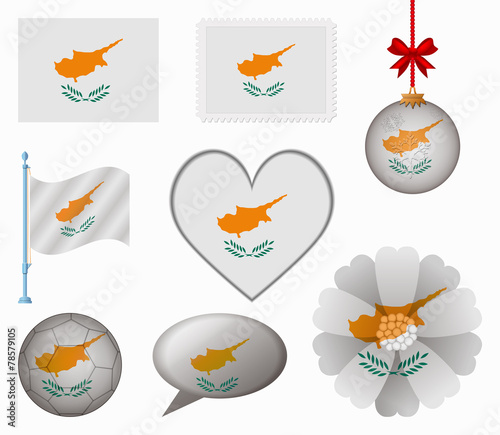 Cyprus flag set of 8 items vector