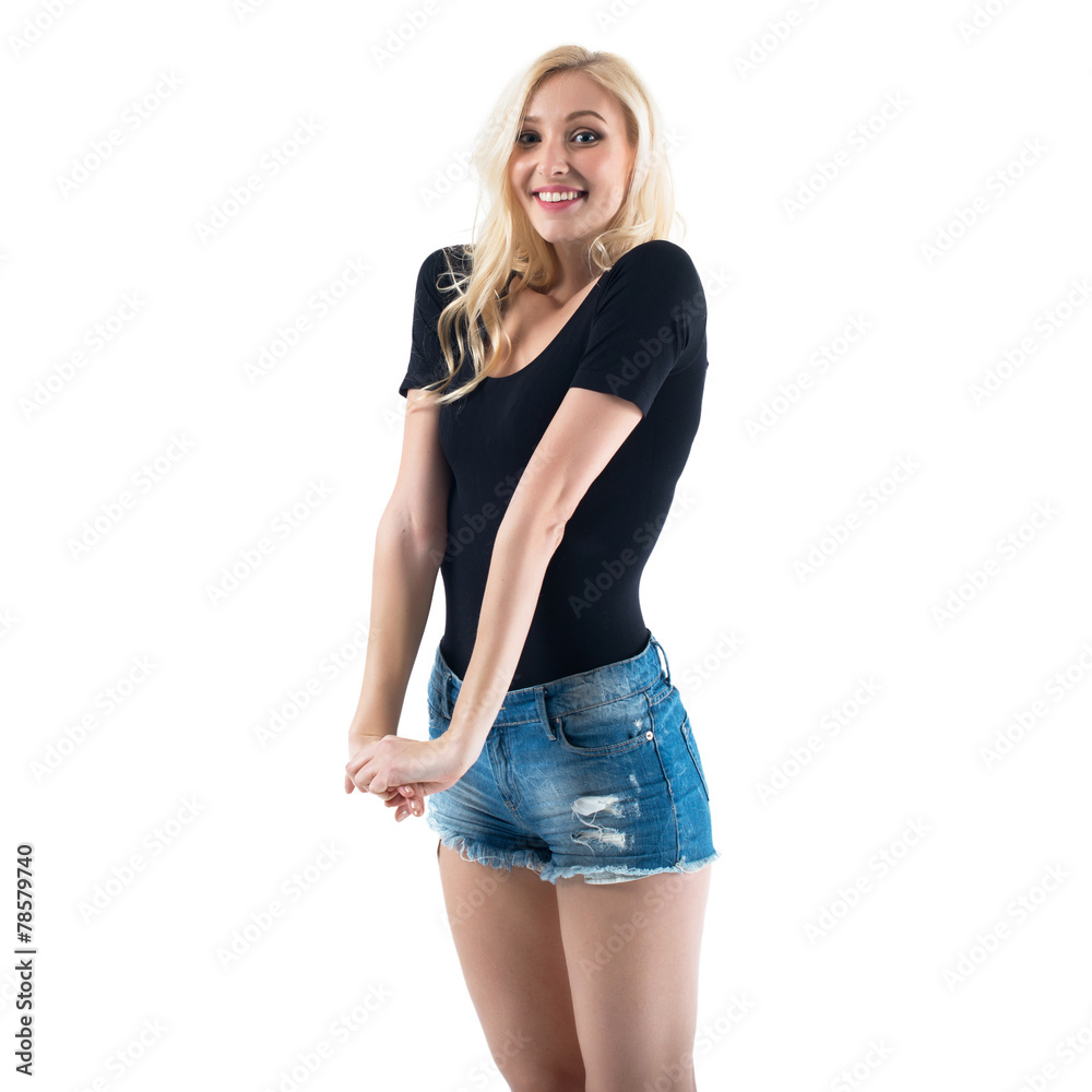 Stunning tall blond girl is amazingly happy and smiling Stunning tall blond girl is amazingly happy and smiling