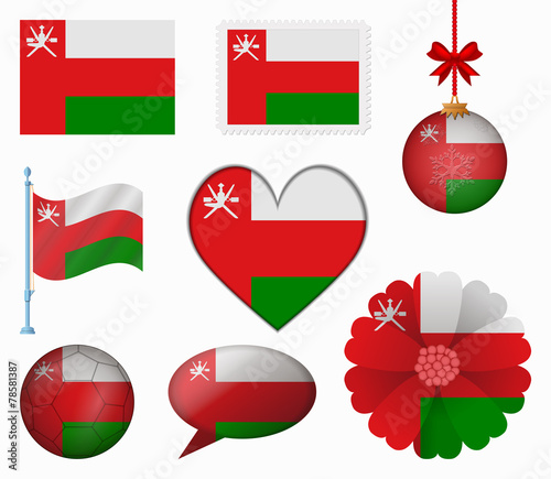 Oman flag set of 8 items vector