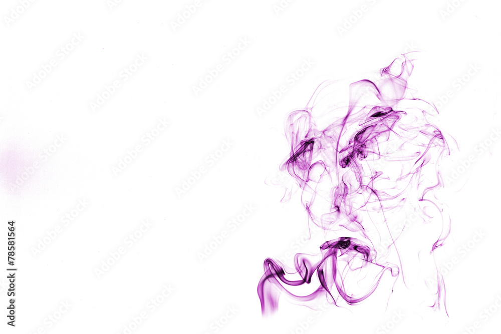 Naklejka purple smoke isolated on white background