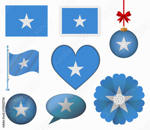 Somalia flag set of 8 items vector