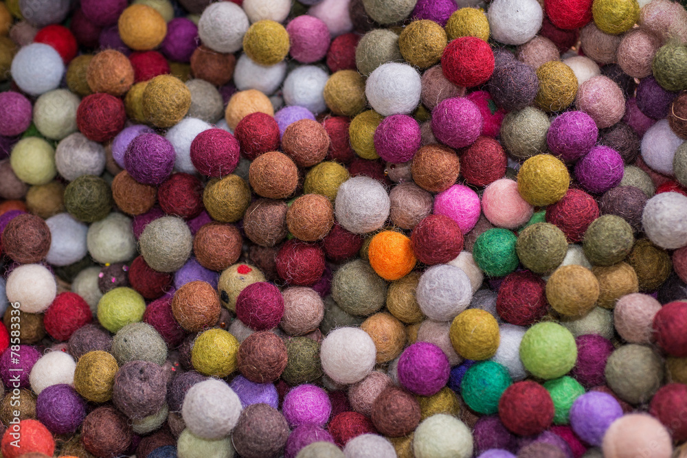 Multi colored cotton balls Stock Photo
