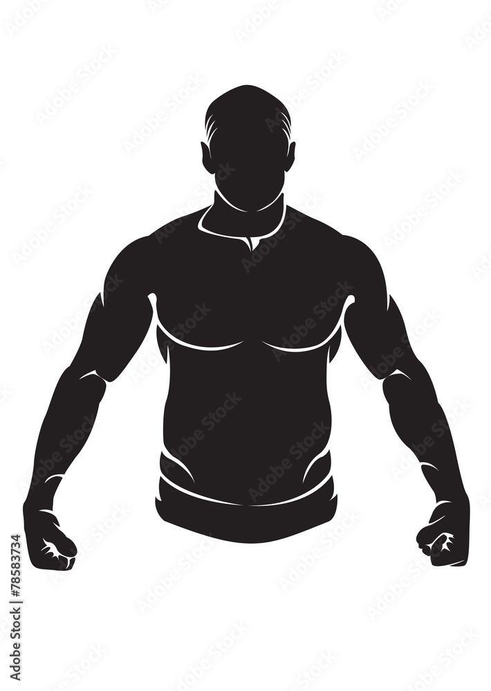 Bodybuilder. Vector silhouette isolated on white