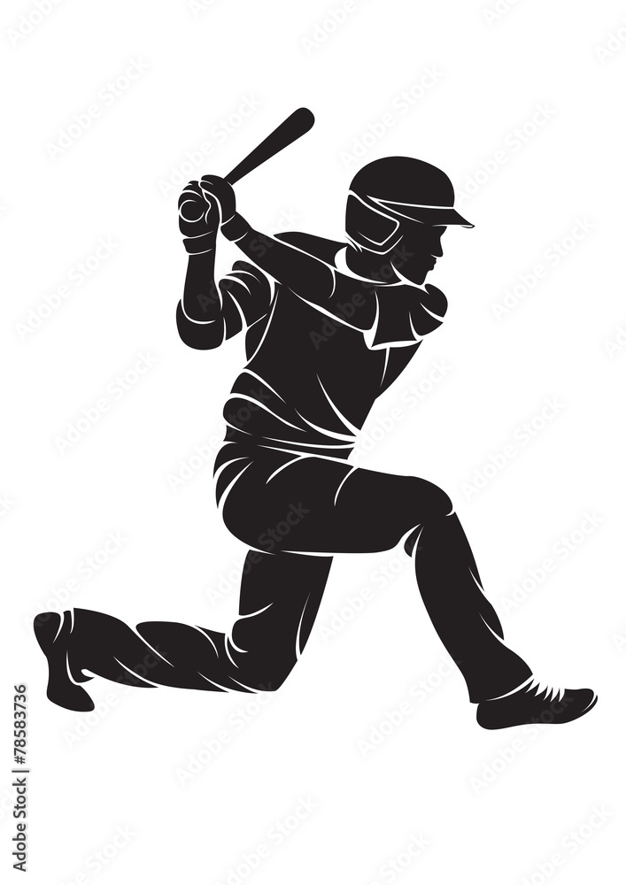 Ballplayer. Vector silhouette, isolated on white Stock Vector | Adobe Stock