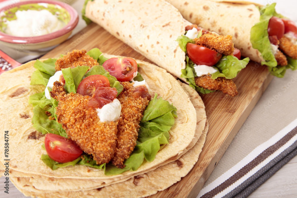 Chicken fajita with tortilla Chicken fajita with tortilla