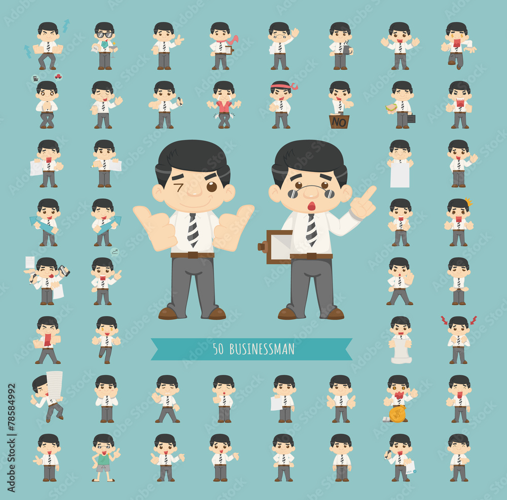 Set of business man characters Set of business man characters
