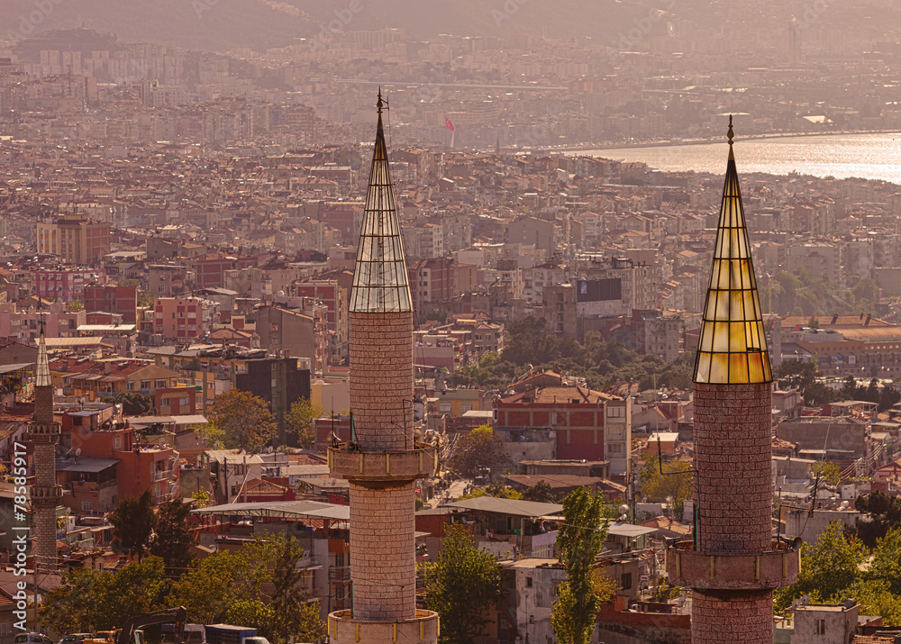 Minarets in Izmir Turkey