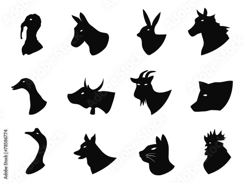 Farm animals icons set