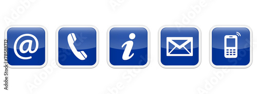 Contact Us – Square glossy blue sticker buttons